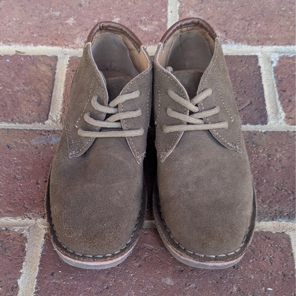 Kenneth Cole Boys Suede Leather Upper Lace Up Shoes In Real Deal Tan, Size 12.5
